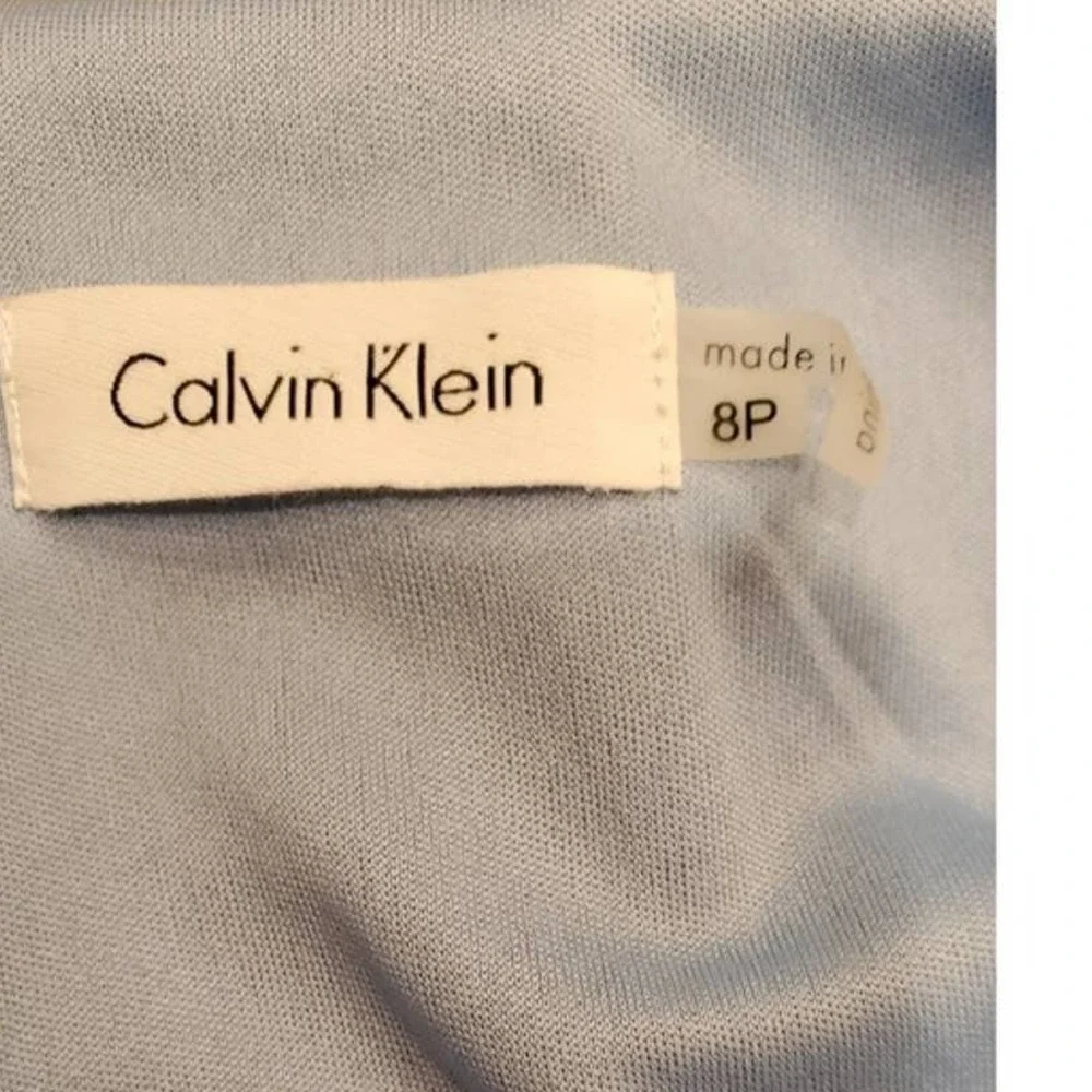 CALVIN Klein Women's Blue White Black Tank Flowy Petite Dress Size 8P - Picture 5 of 6